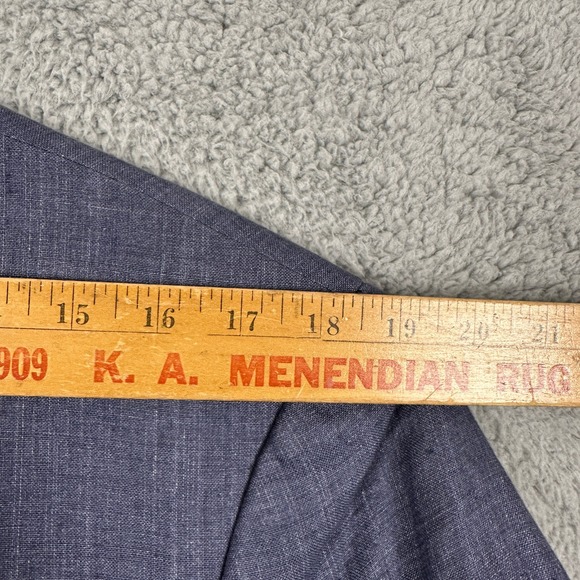 H&M Linen Blazer Sport Coat Mens 44R Blue Elbow Patches 2 Button Slim Fit Formal - Picture 9 of 12